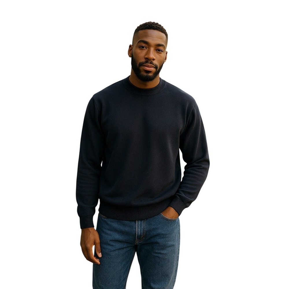 Classic Mock Neck Sweater Knit 100% extra fine Merino wool made in italy